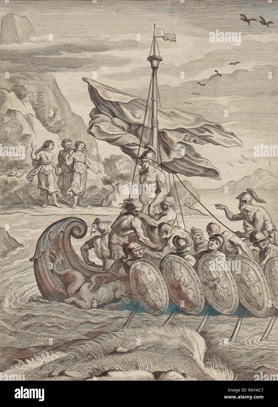 Odysseus and the Sirens, Anonymous, Abraham van Diepenbeeck, 1622 - 1725. Reimagined by Gibon. Classic art with a reimagined Stock Photo