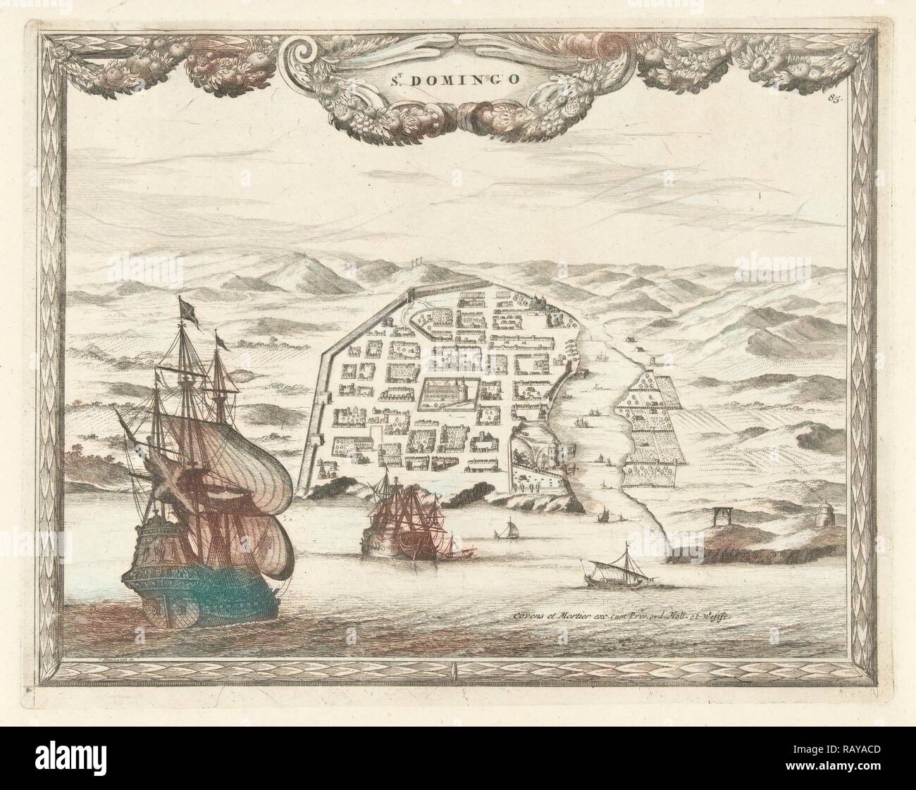 View of Santo Domingo, Thomas Doesburgh, Johannes Covens and Cornelis Mortier, Staten van Holland en West-Friesland reimagined Stock Photo