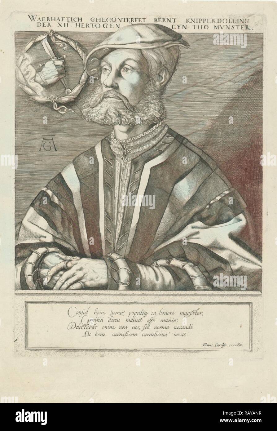 Portrait of Bernard Knipperdolling, Jan Harmensz. Muller, Frans Carelse, 1613 - 1617. Reimagined by Gibon. Classic reimagined Stock Photo