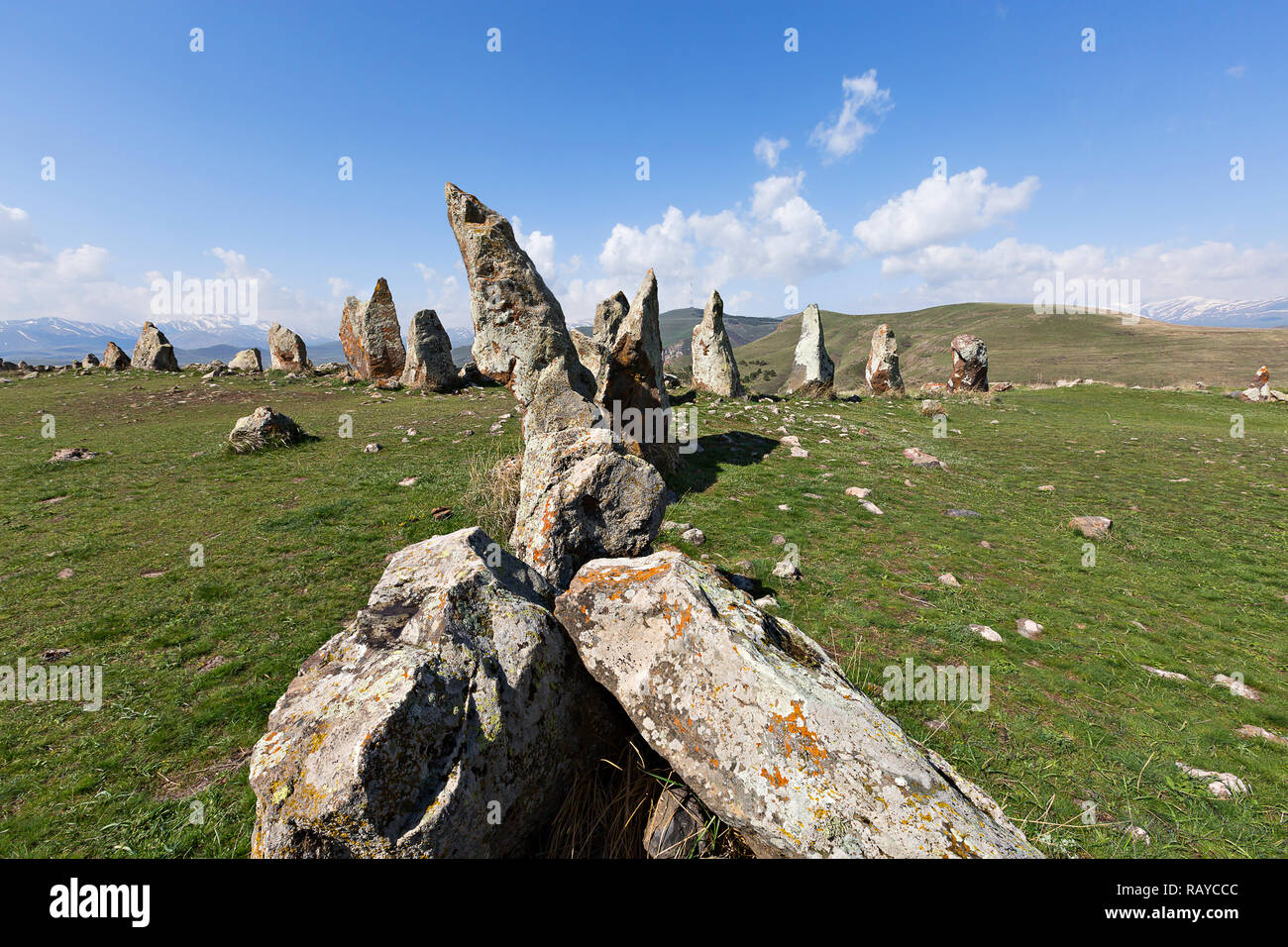 Zorats Karer or Karahunj known as Armenian stone henge Stock Photo