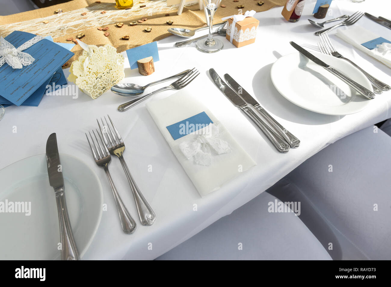Wedding table setting, wedding planning celebration Stock Photo
