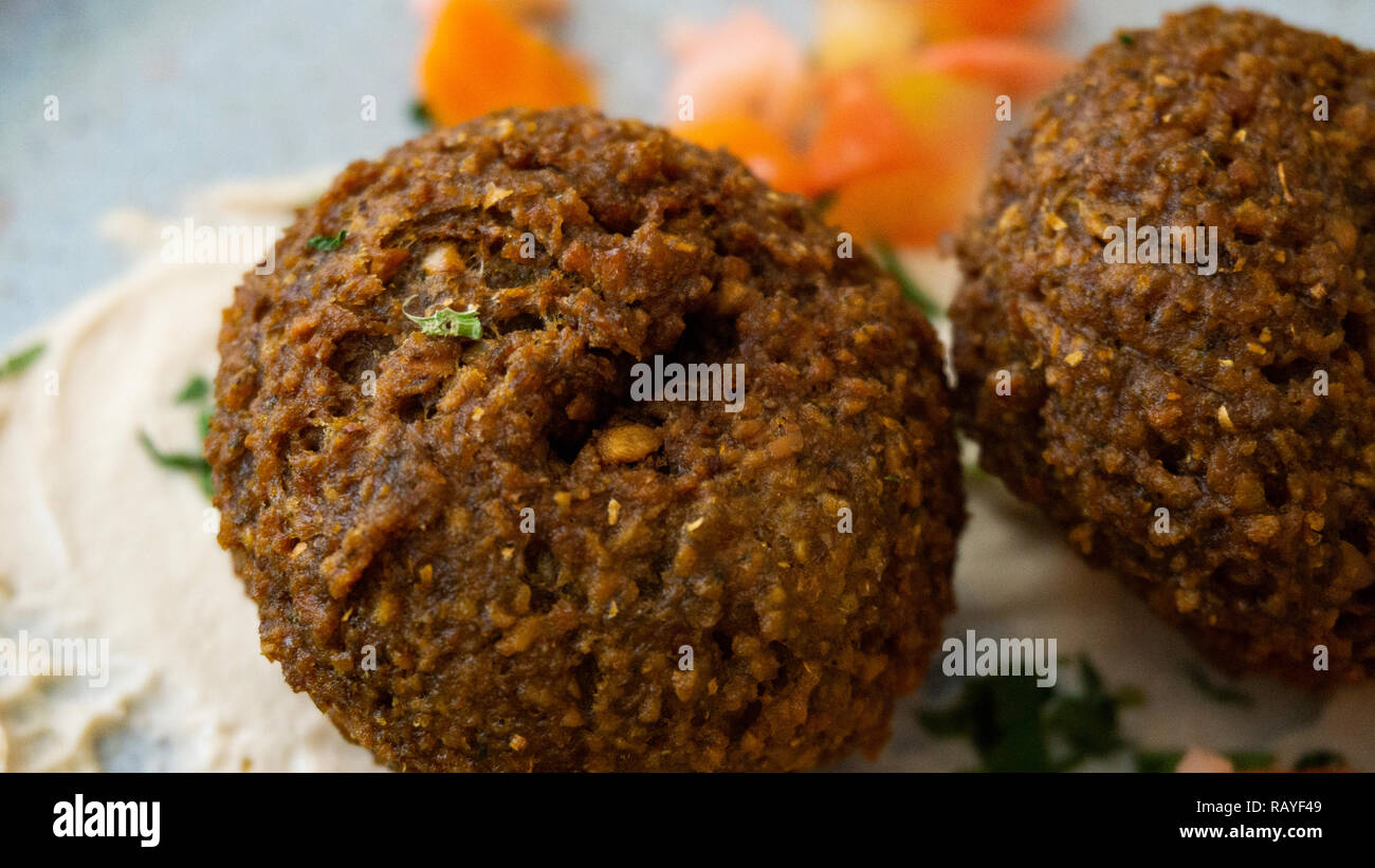 Typical Lebanese of dish with falafel and vegetables Stock Photo