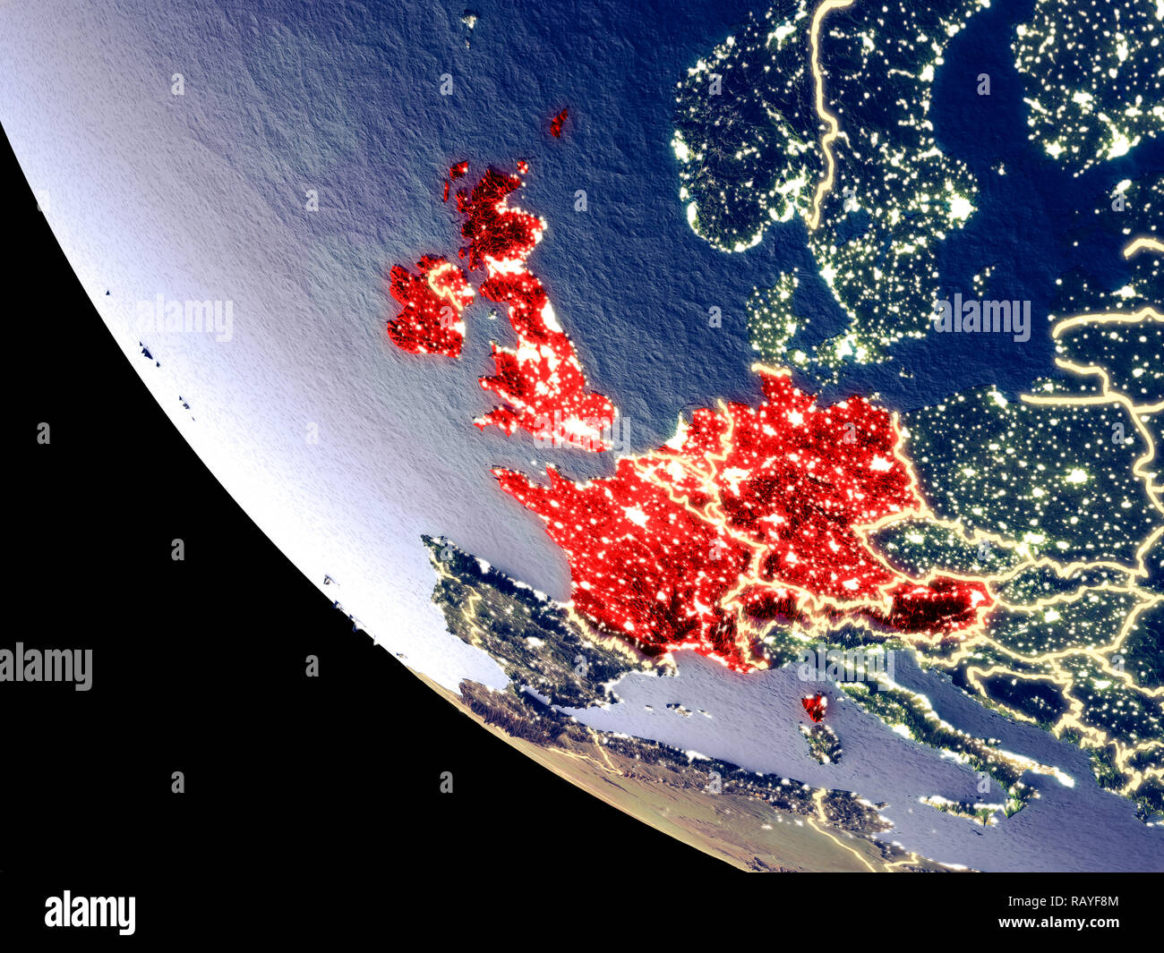 Map western europe night dark hi-res stock photography and images - Alamy