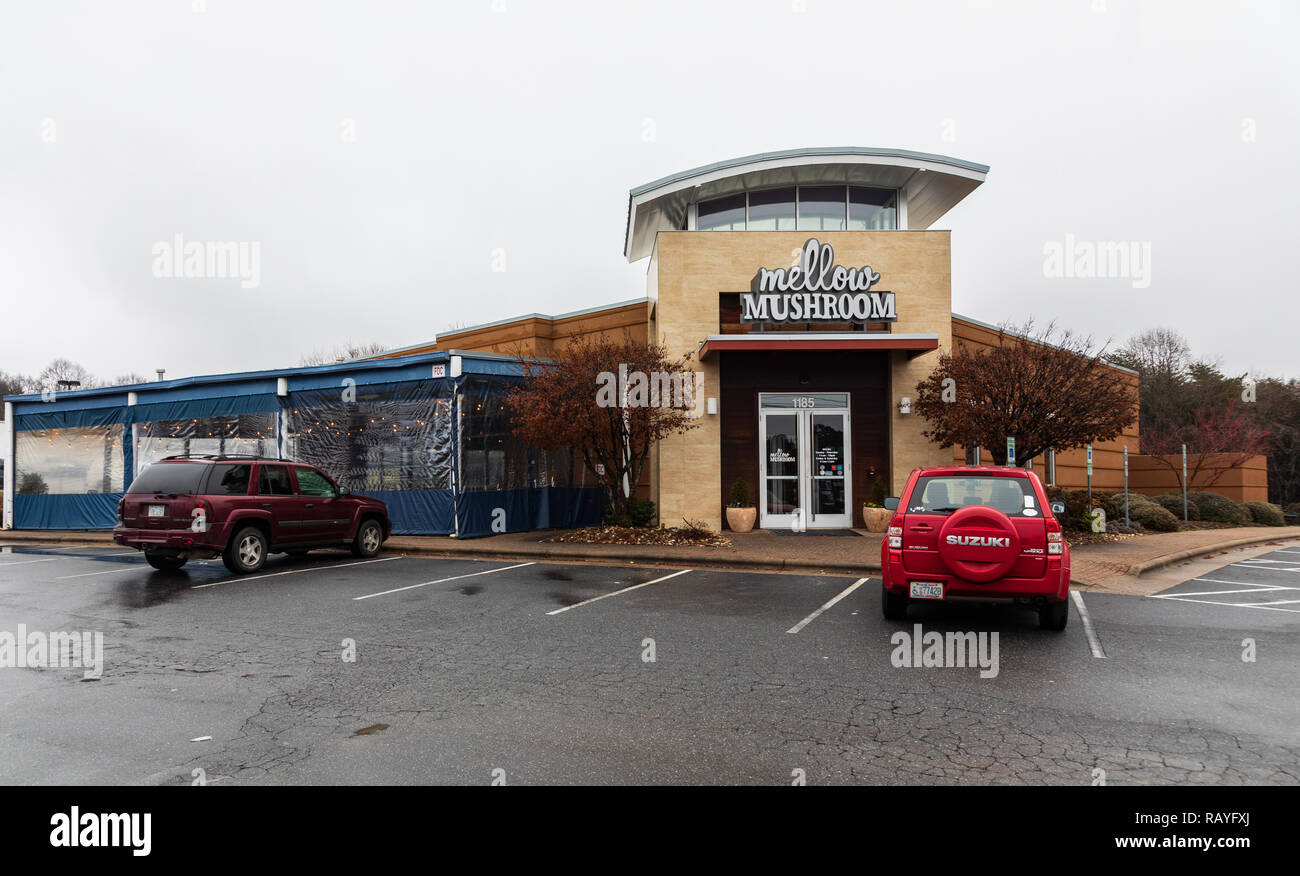 Hickory Nc Usa 1 3 19 The Mellow Mushroom Is A Chain Of Restaurants Specializing In Pizza Sandwiches Salads And Beer Stock Photo Alamy