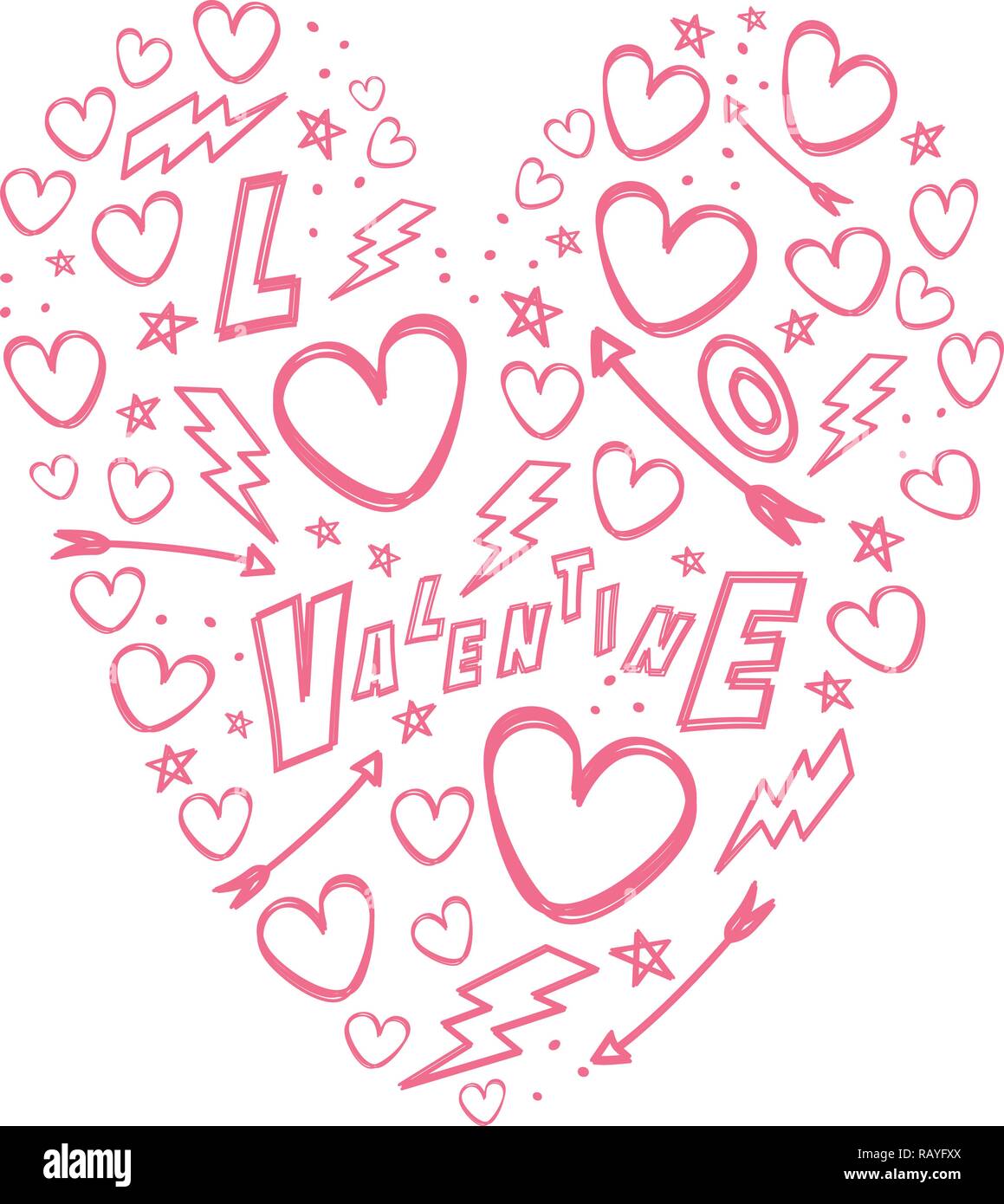valentines day doodle sketch art vector Stock Vector Image & Art - Alamy
