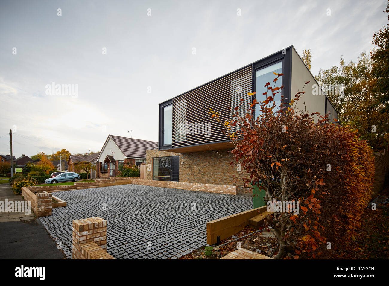 Marpel in Stockport, Cheshire  a modern bespoke detached house in the village Stock Photo