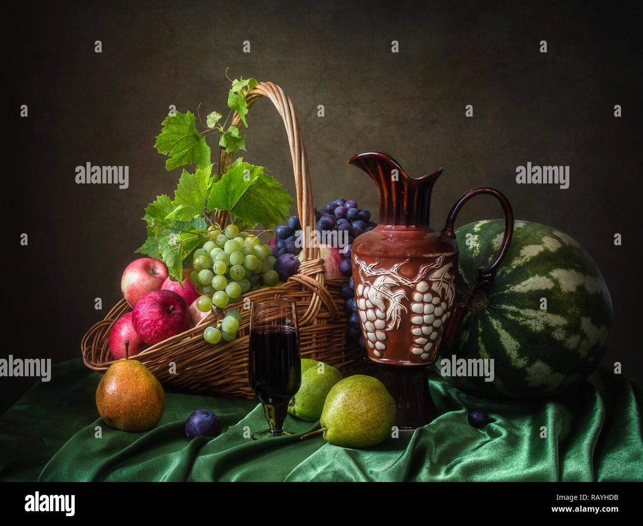 Still life with fruits and watermelon Stock Photo - Alamy