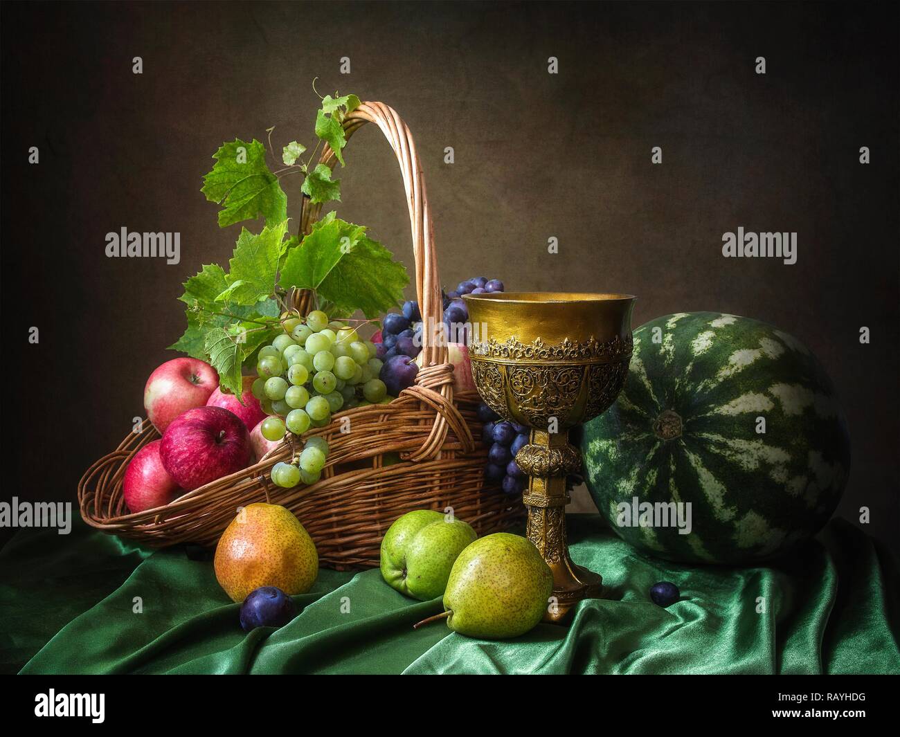 Still life with fruits and watermelon Stock Photo - Alamy