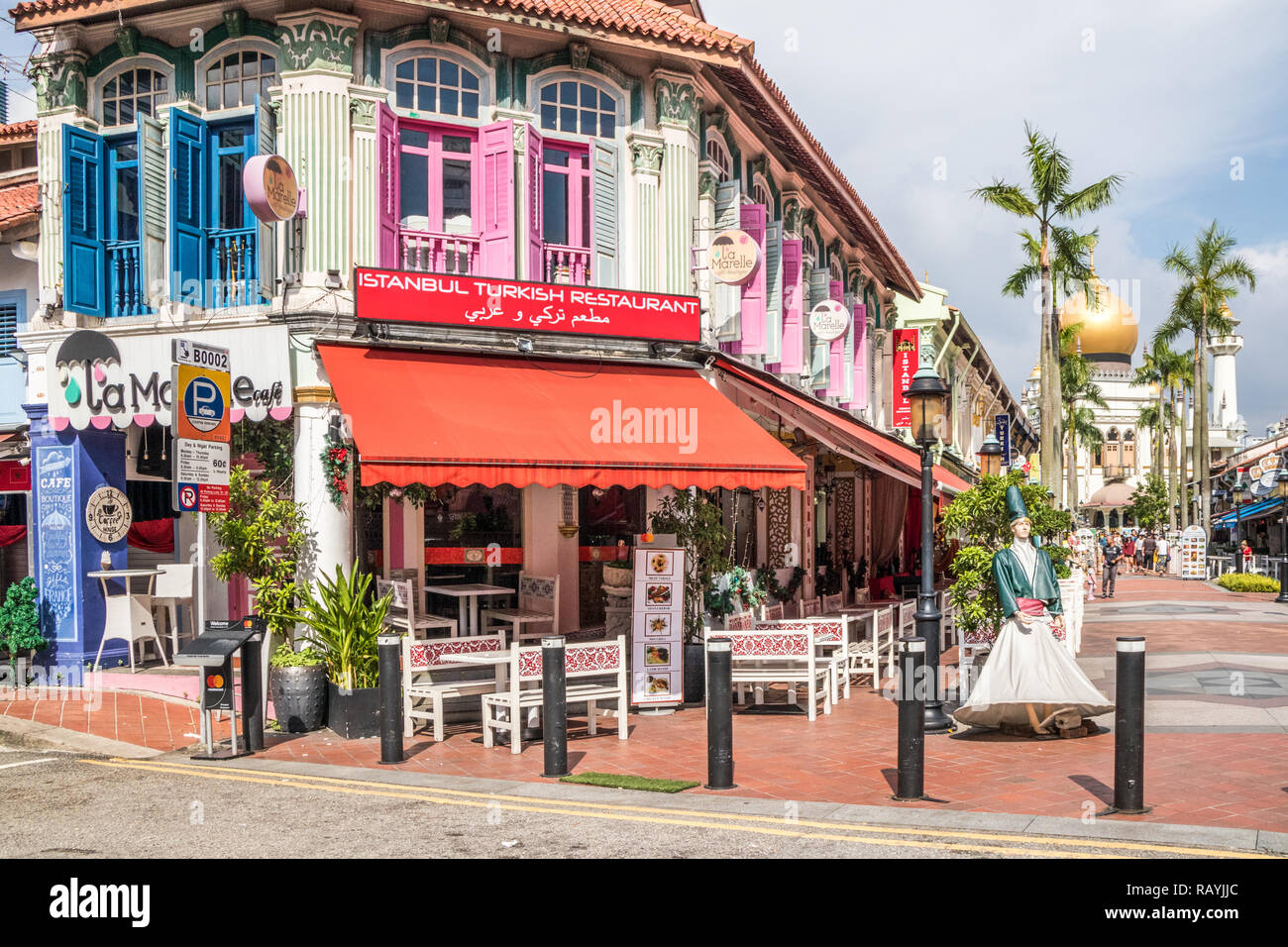 Singapore - 22nd December 2018: Turkish restaurant in the Arab Quarter. This is in the Kampong Glam area Stock Photo