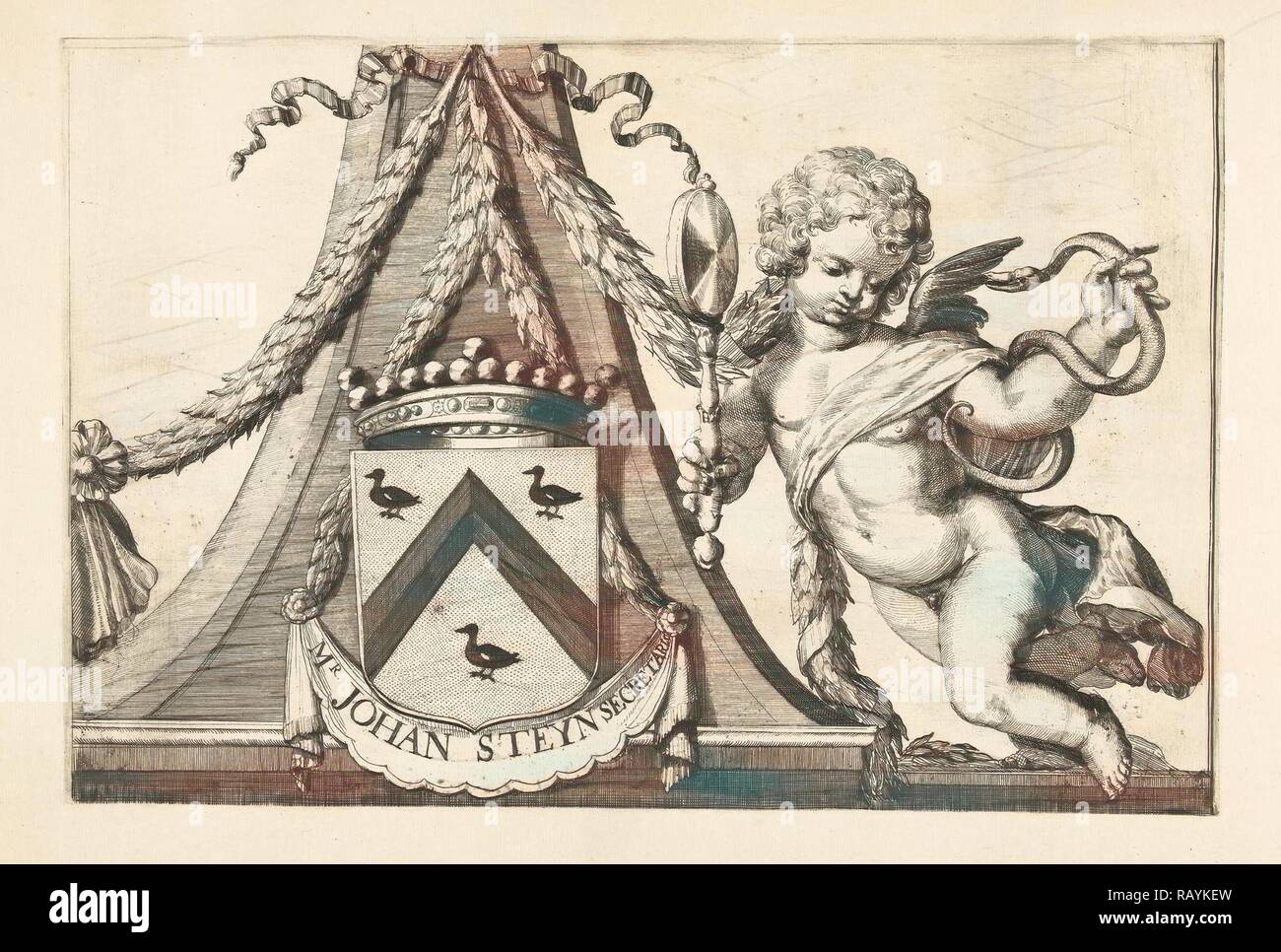 Coat of arms of Jacob Steyn, Romeyn de Hooghe, 1688-1689. Reimagined by Gibon. Classic art with a modern twist reimagined Stock Photo