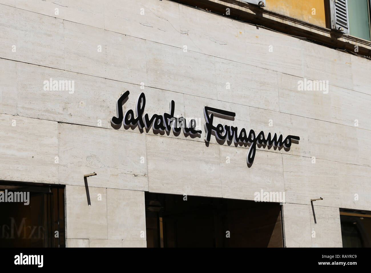 ROME, ITALY - AUGUST 21, 2018: Salvatore Ferragamo Store in Via Condotti, Rome city Stock Photo