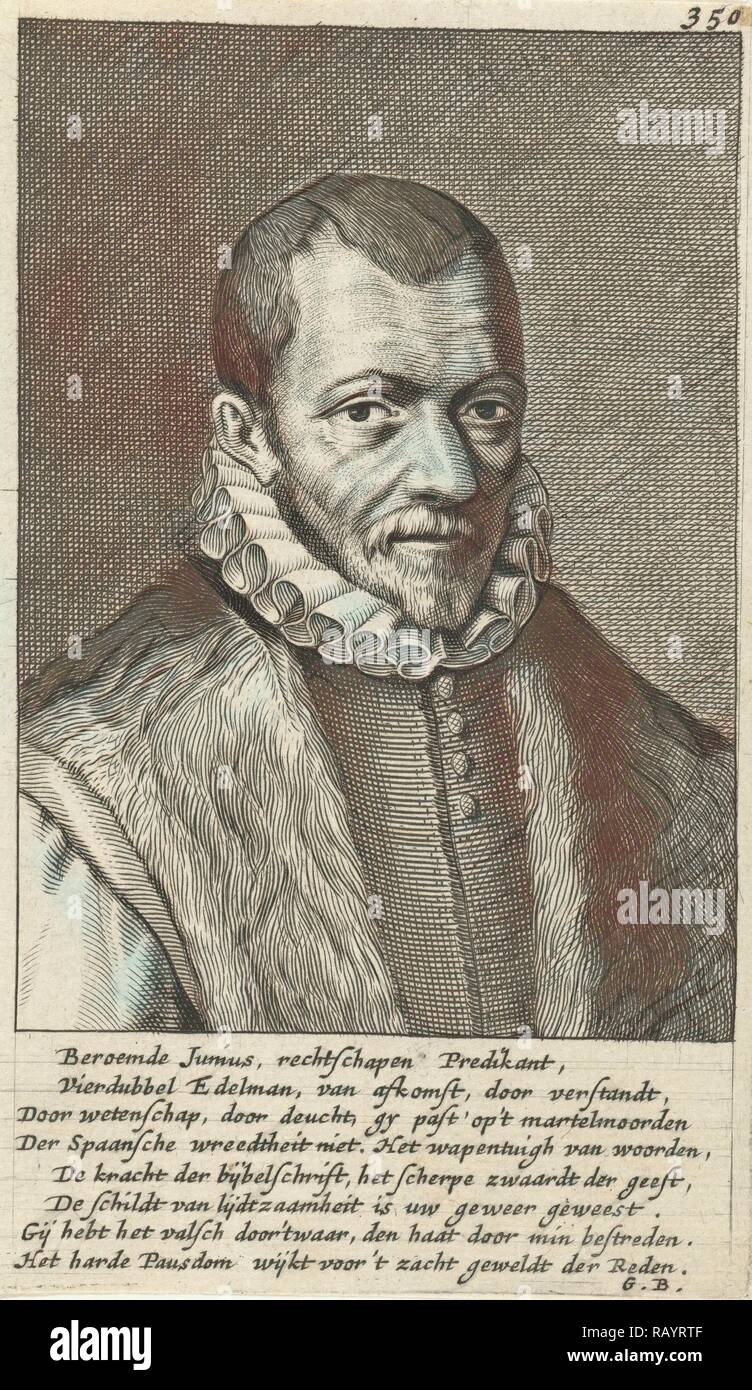 Portrait of Franciscus Junius (I). Hendrik Bary, Geeraert Brandt (I), 1657 - 1707. Reimagined by Gibon. Classic art reimagined Stock Photo
