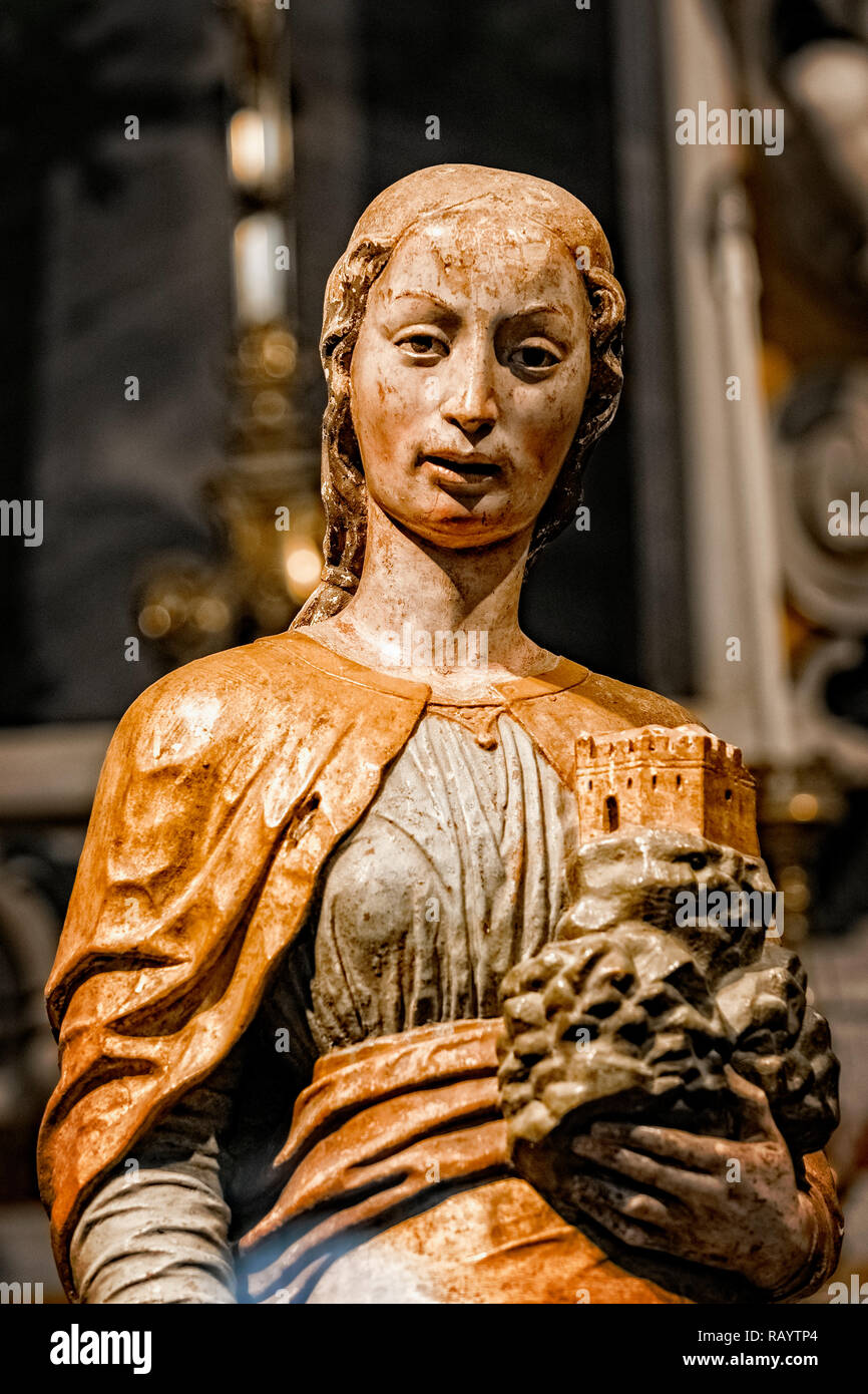 Italy Basilicata Irsina Basilica statue of Sant'Eufemia sculpture by Andrea Mantegna Stock Photo