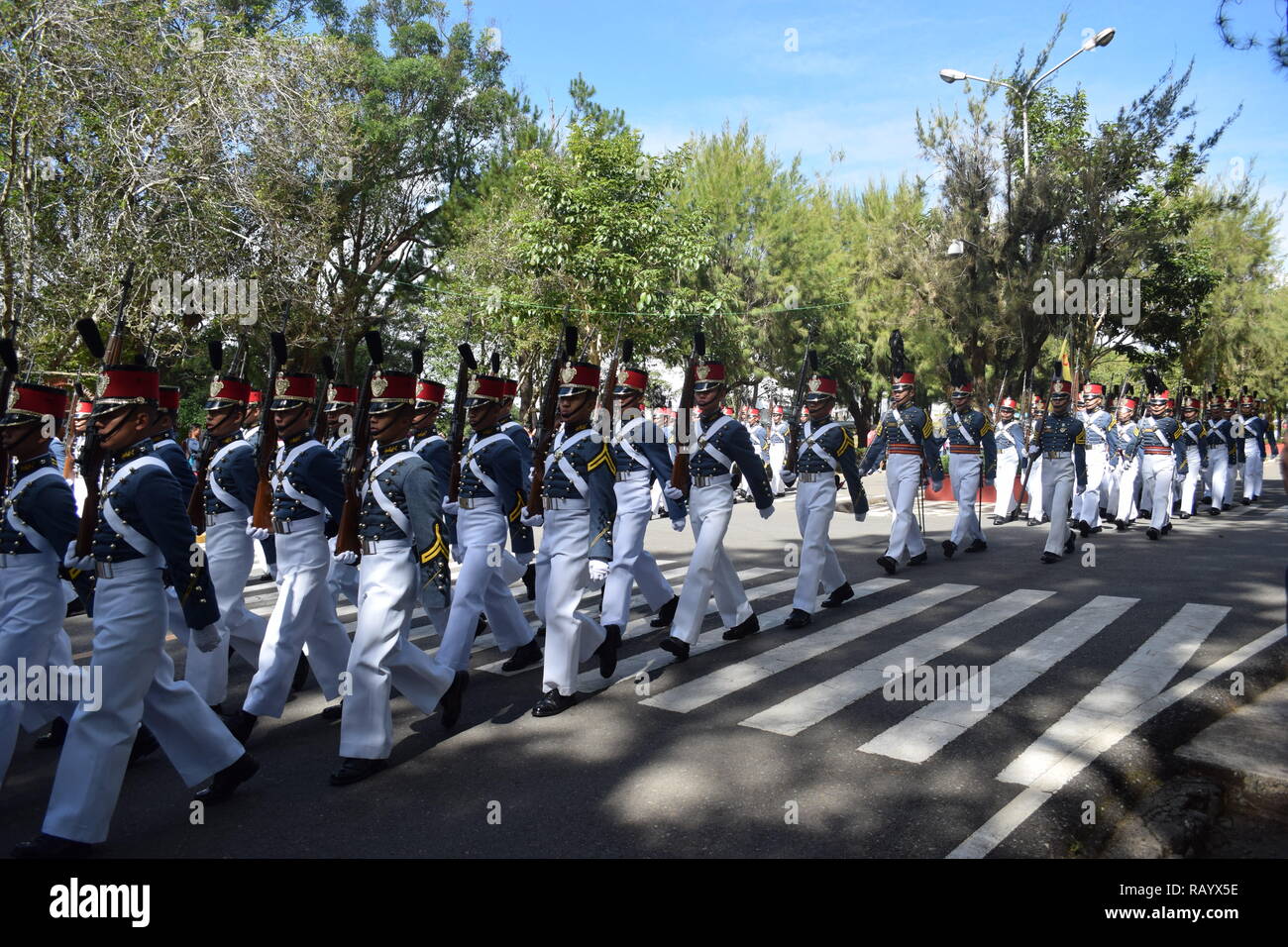 Cadets of the Philippine Military Academy (PMA) performing marching ...