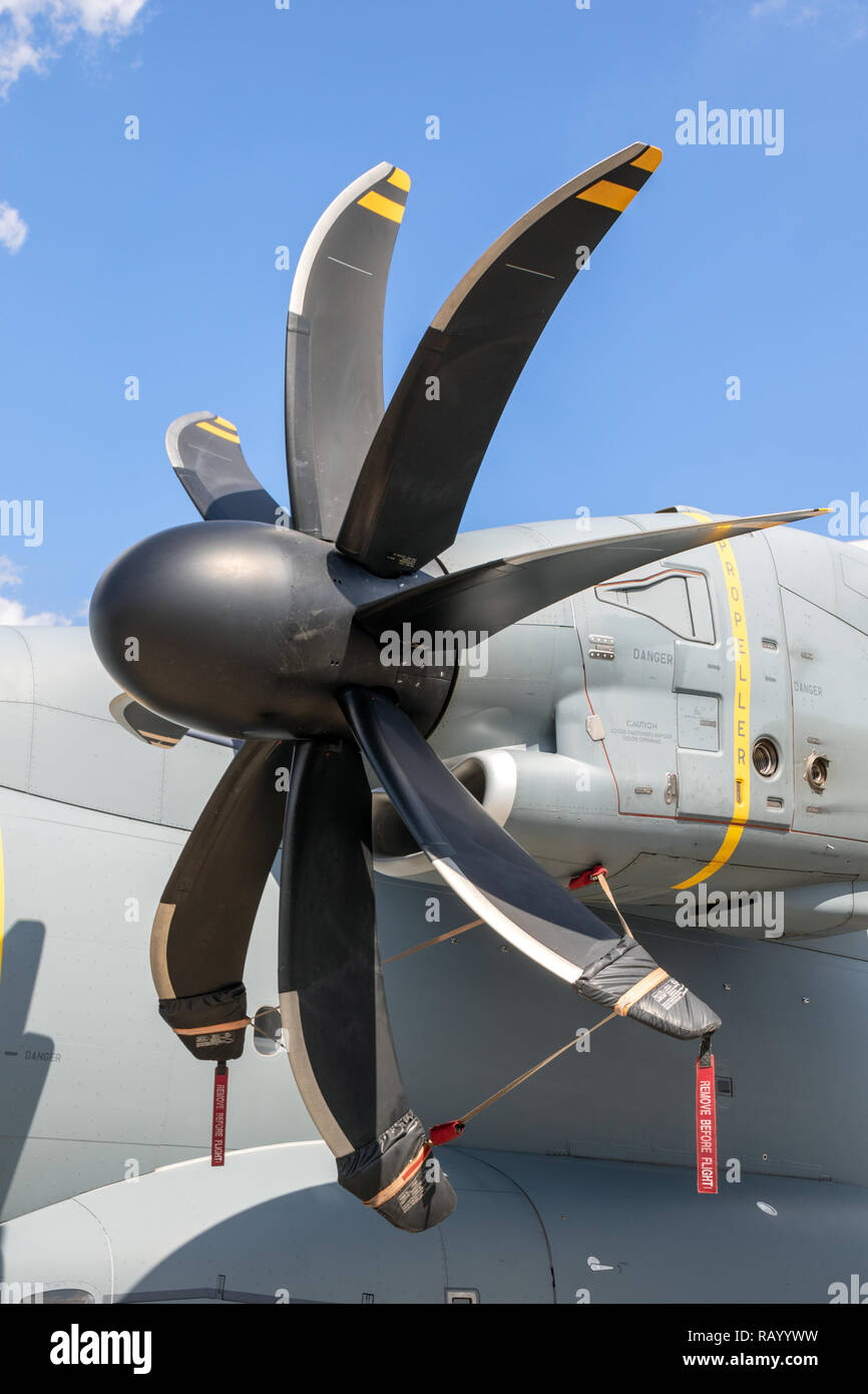 Modern military aircraft engine turboprop propellor blades Stock Photo Alamy