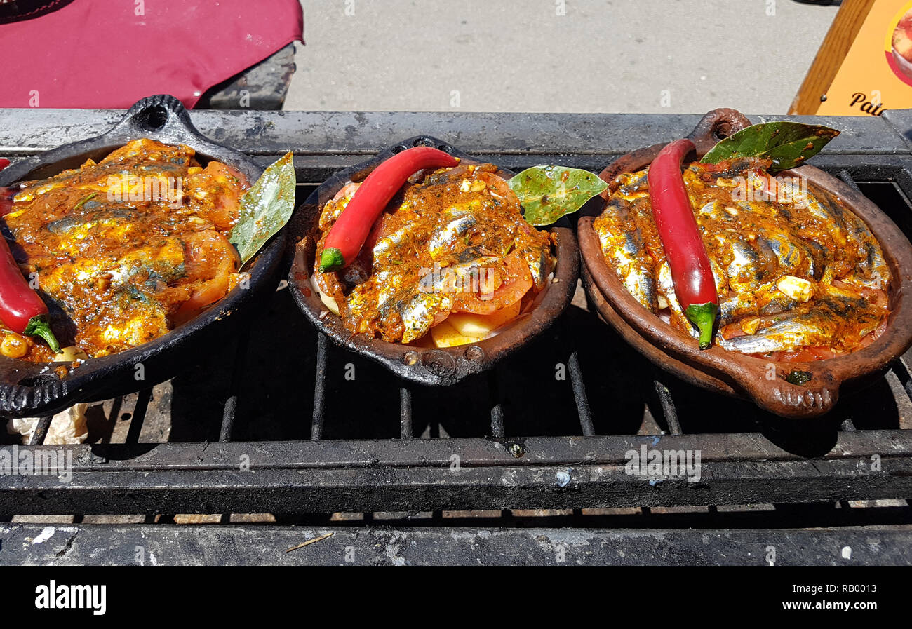 Moroccan fish tagine with chermoula, red peppers and preserved lemon