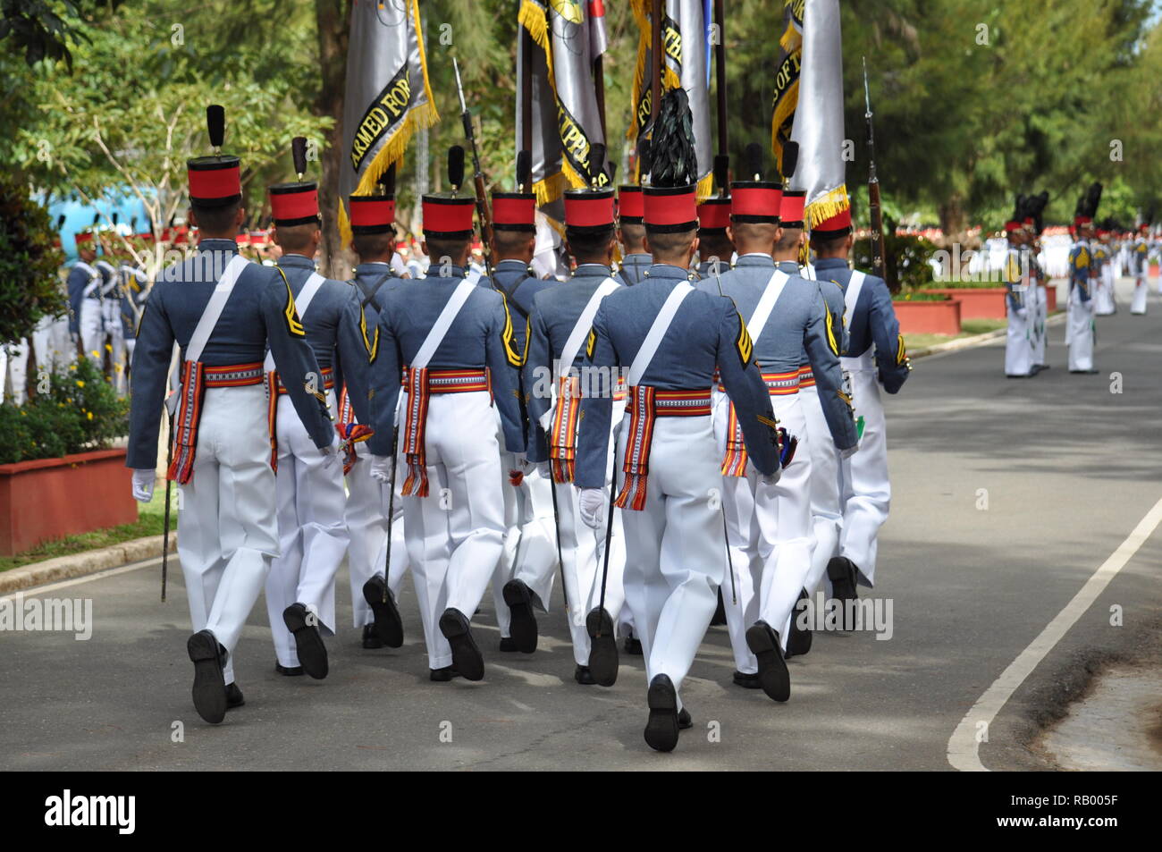 Cadets of the Philippine Military Academy (PMA) performing marching ...