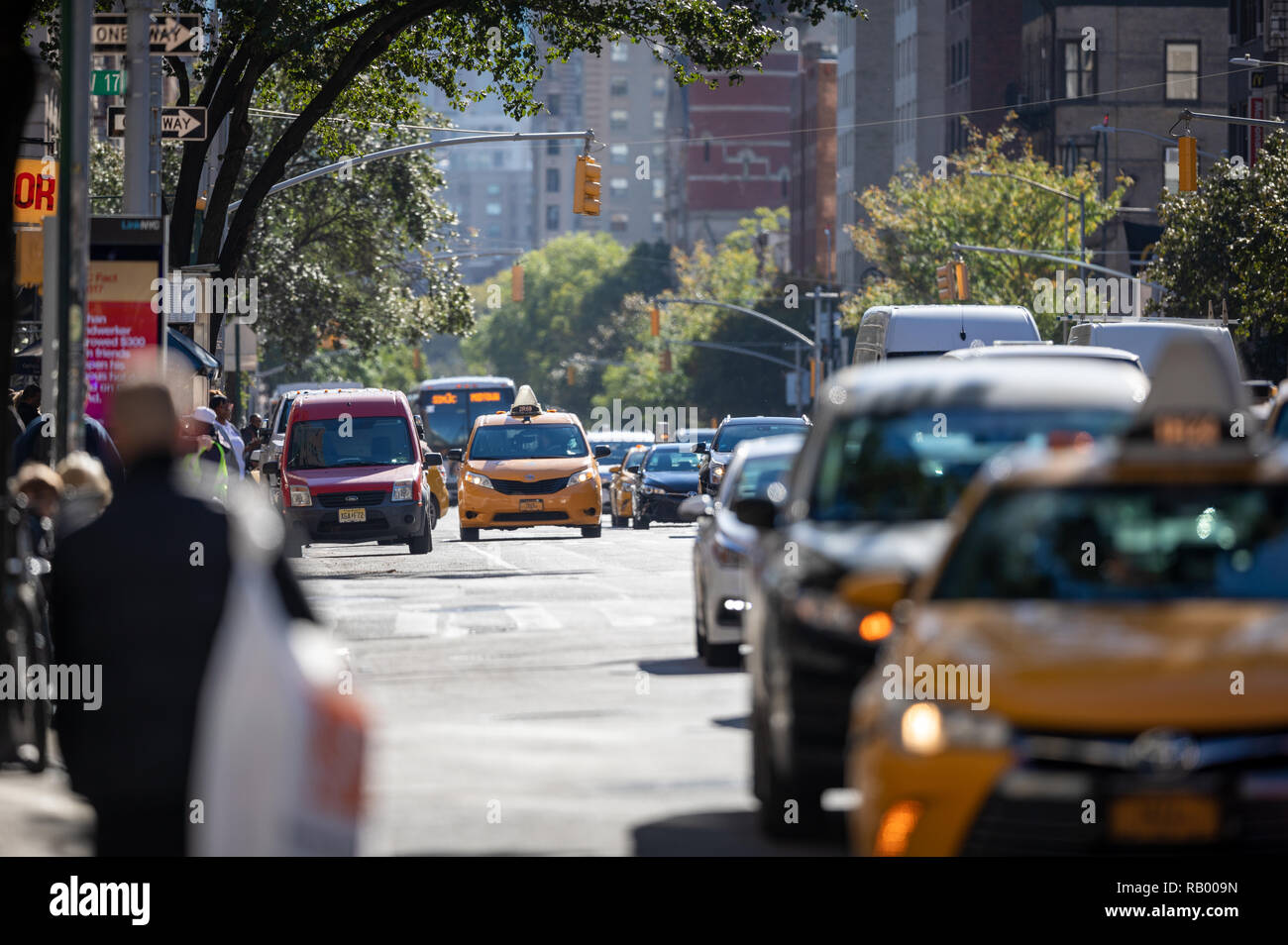 Cars on 6th Aveenue, Manhattan, Newy York City, NY, US Stock Photo