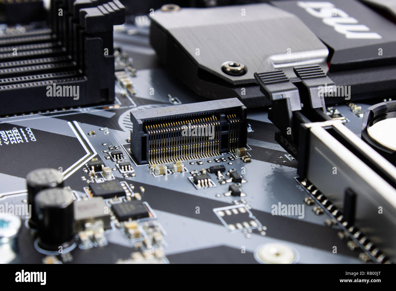 Prague, CZECH REPUBLIC - DECEMBER 19, 2018: Focus at SSD slot, type M.2  with support for NVMe, on computer motherboard Stock Photo - Alamy
