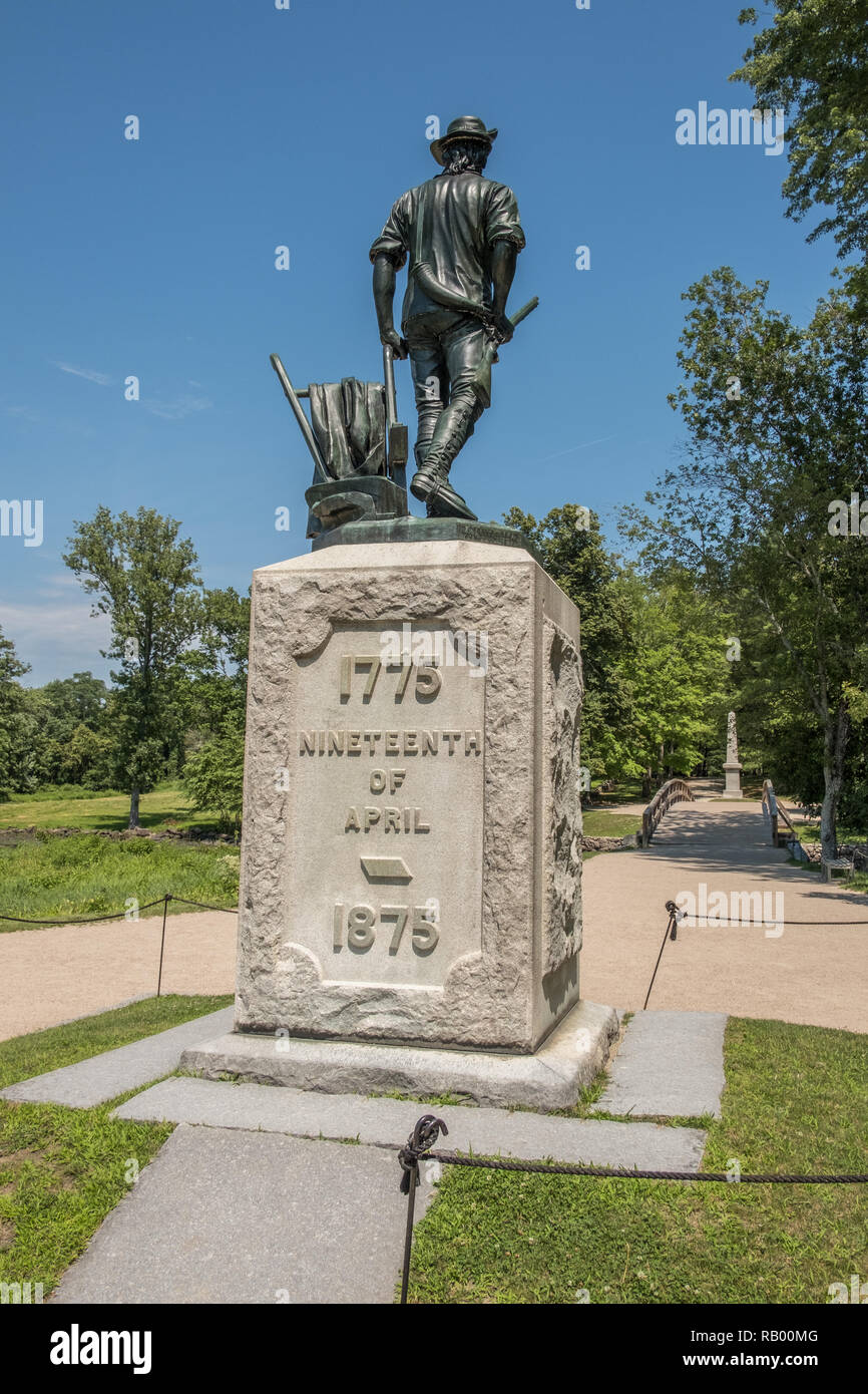 The Minuteman Statue at the Old North Bridge in Concord, MA Stock Photo