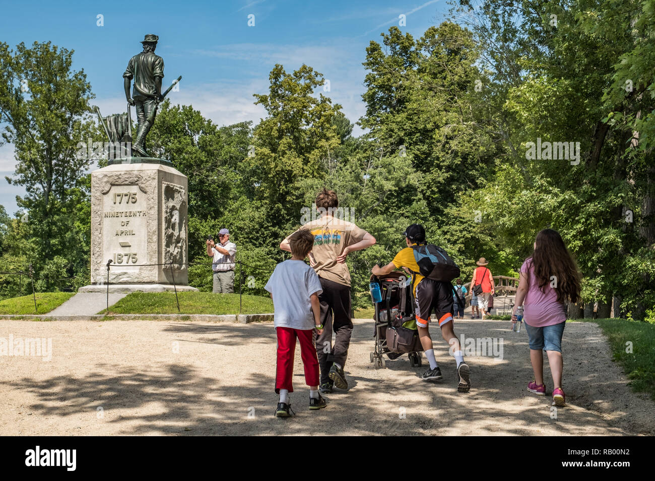 The Minuteman Statue at the Old North Bridge in Concord, MA Stock Photo