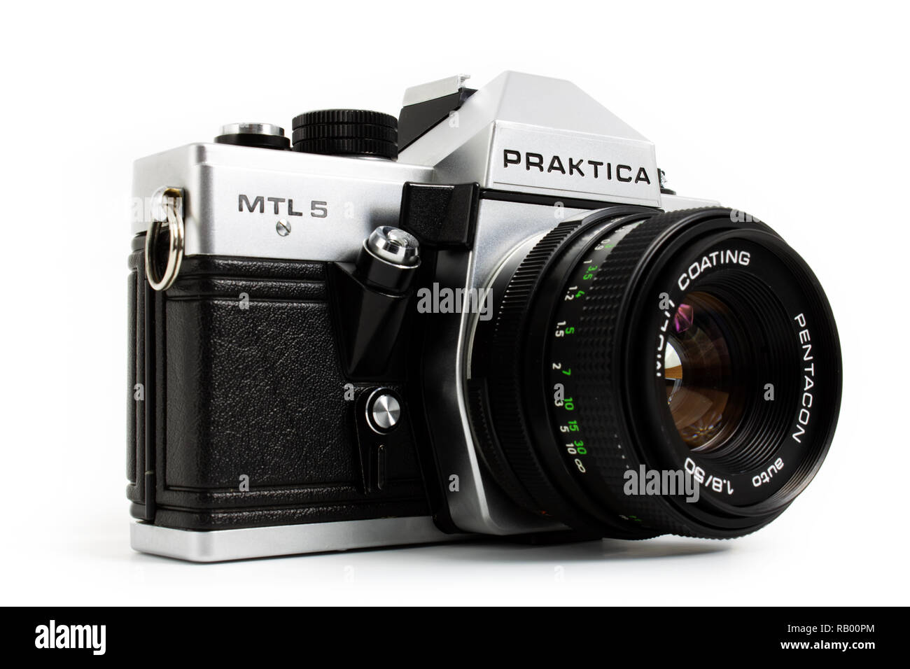 Prague, CZECH REPUBLIC - DECEMBER 24, 2018: Old SLR camera Praktica MTL5 for