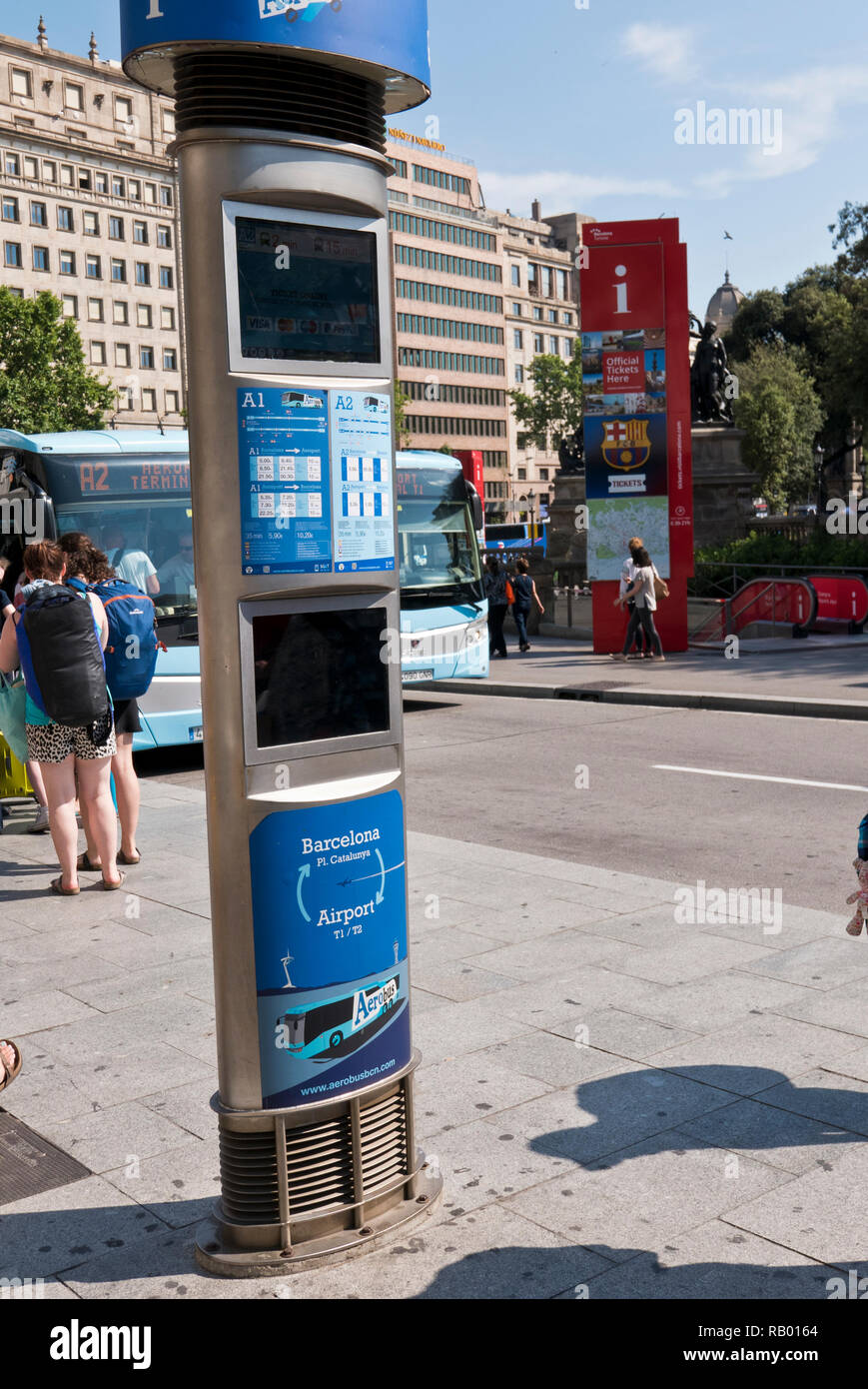An automatic bus ticket machine at the Placa Catalunya, Barcelona, Spain  Stock Photo - Alamy