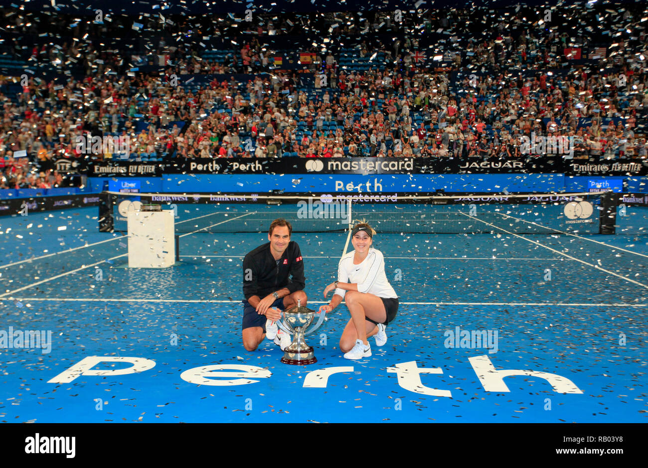 RAC Arena, Perth, Australia. 5th Jan, 2019. Hopman Cup Tennis, sponsored by  Mastercard; Belinda Bencic and