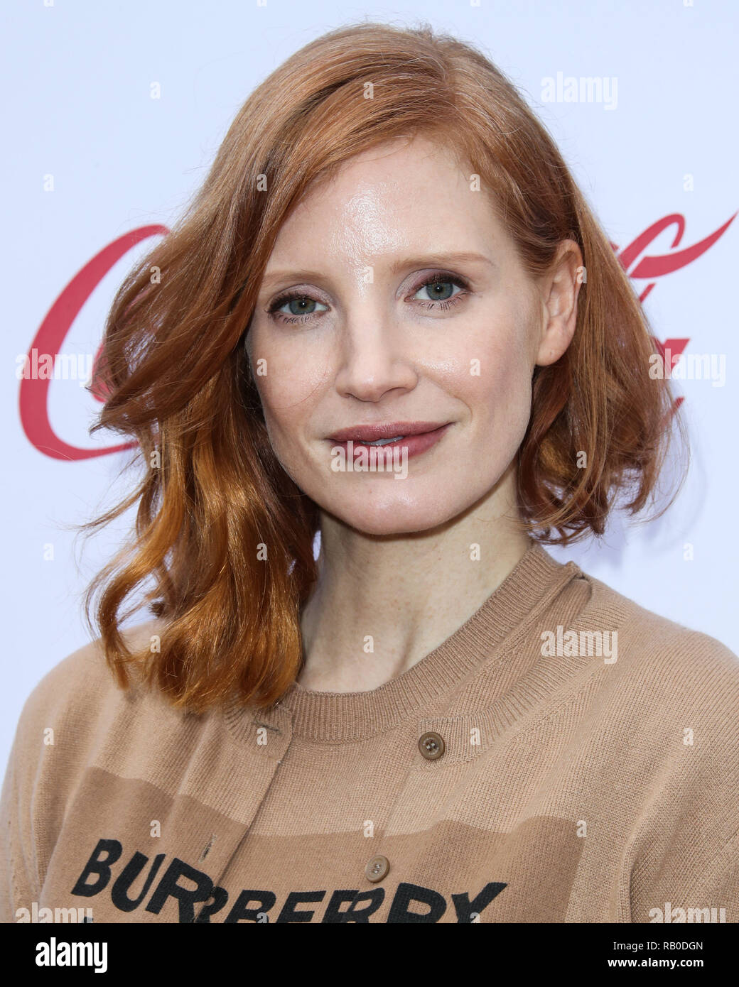 California, USA. 5th Jan 2019. Actress Jessica Chastain wearing a Burberry and Christian Louboutin shoes arrives at the 6th Annual Gold Meets Golden Event held at The House On Sunset on January 5, 2019 in West Hollywood, Los Angeles, California, United States. (Photo by Xavier Collin/Image Press Agency) Credit: Image Press Agency/Alamy Live News Stock Photo