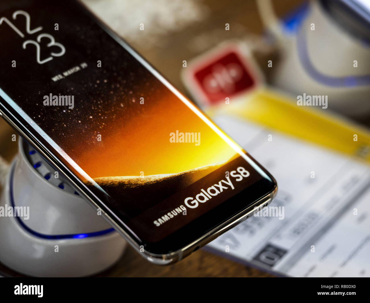 Kiev, Ukraine. 5th Jan, 2019. Samsung Galaxy 8s phone seen in the store.  Credit: Igor Golovniov/SOPA Images/ZUMA Wire/Alamy Live News Stock Photo -  Alamy