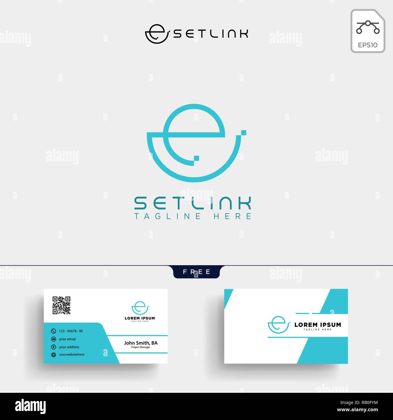 minimal E initial logo template vector illustration and stationery design, letterhead, business card, envelope. Stock Vector