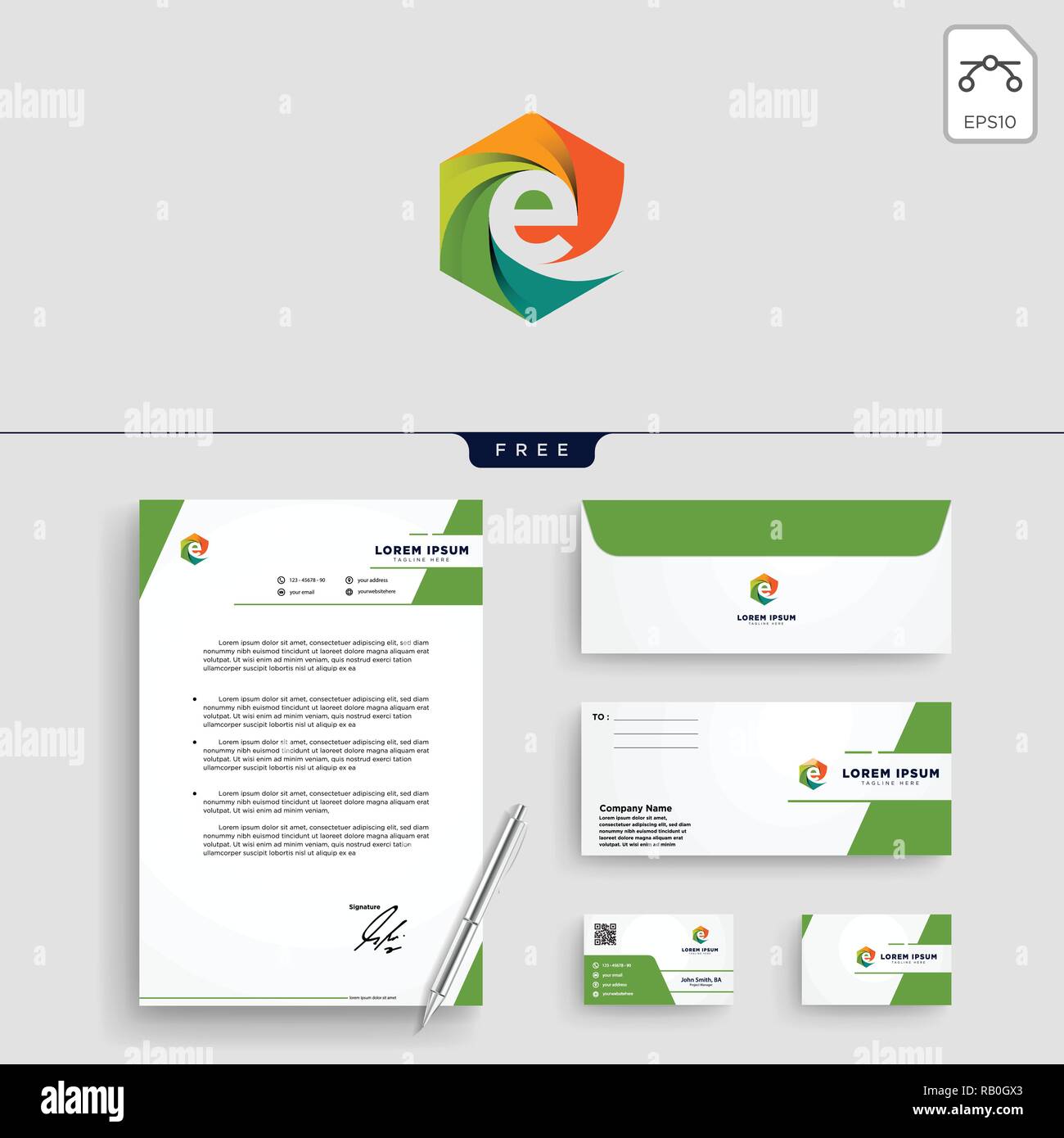 minimal E initial logo template vector illustration and stationery ...