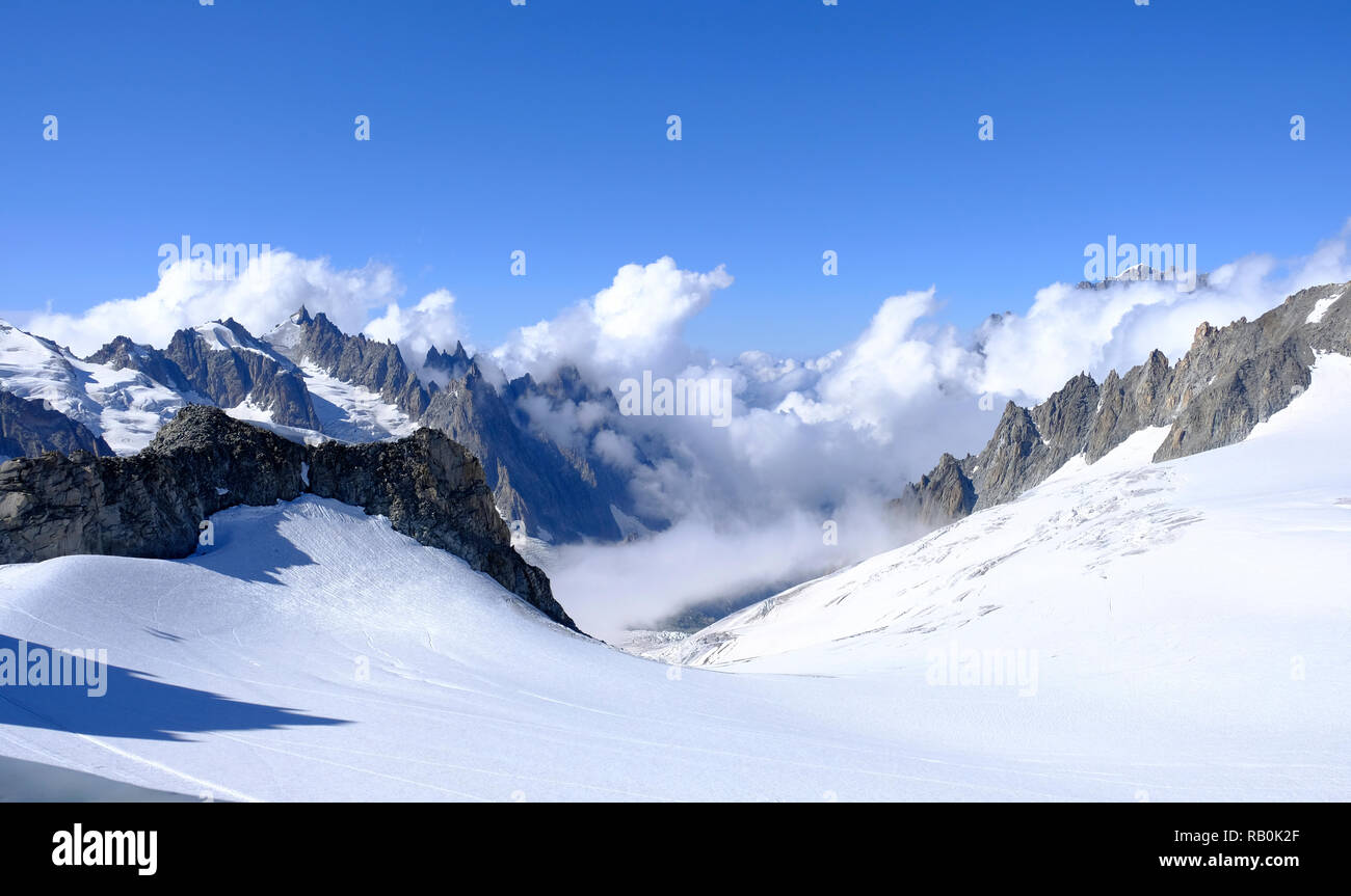 Alpine landscape. Mont Blanc Massif of Italian Alps. Stock Photo