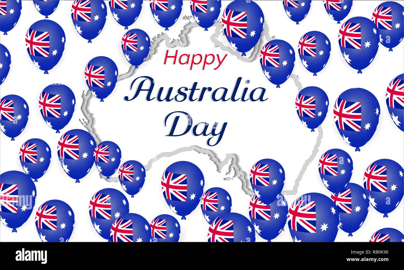 Happy Australia Day 26 January Helium Balloons With Australia