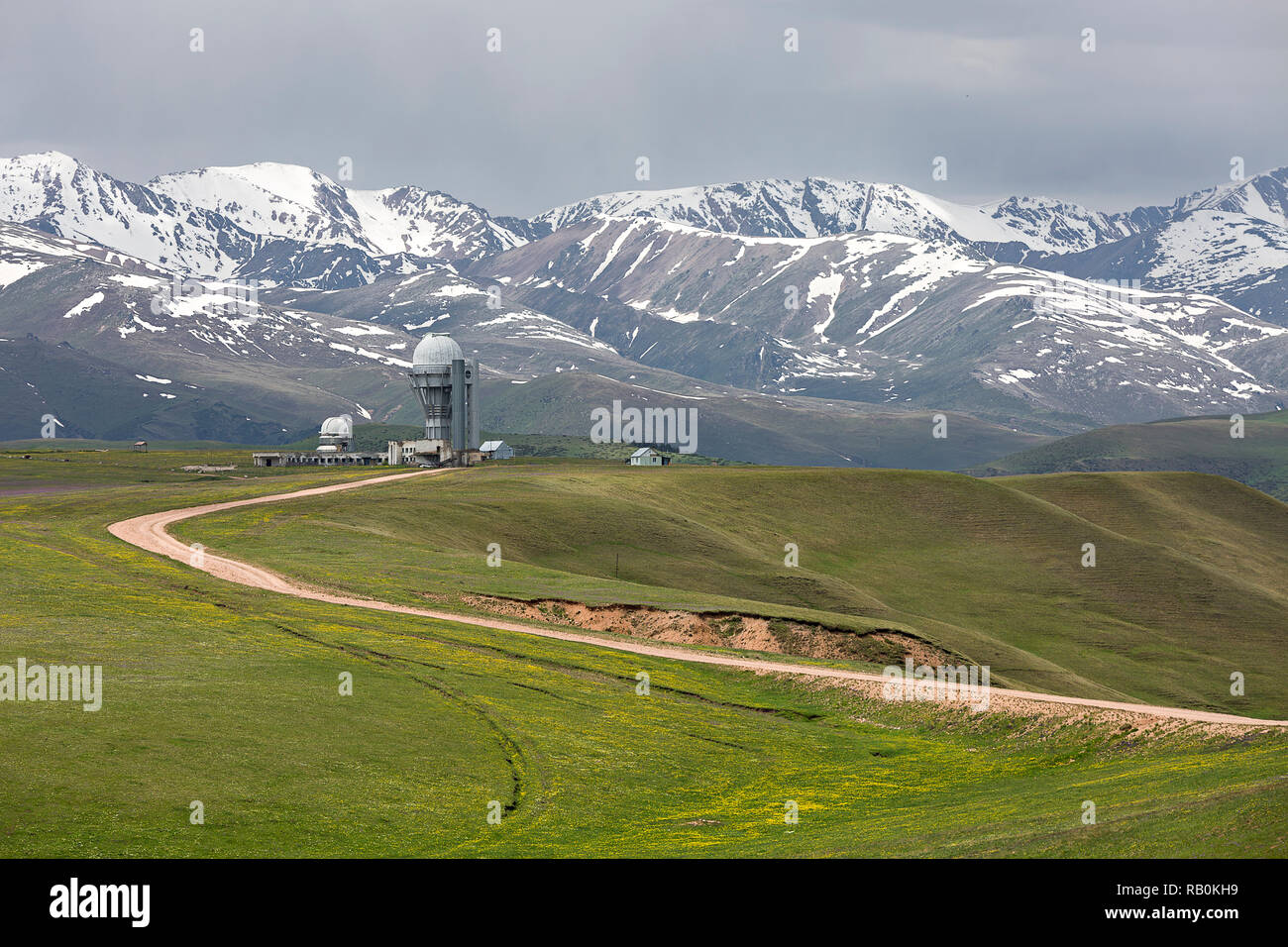 Telescope and observatory in Assy Plateau, Kazakhstan. Stock Photo