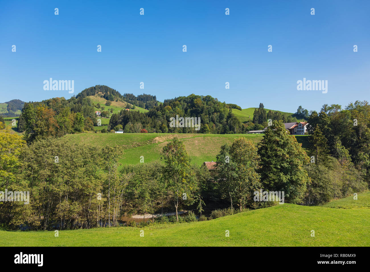 Countryside in Switzerland in autumn - a picture taken in September near the town of Appenzell. Stock Photo