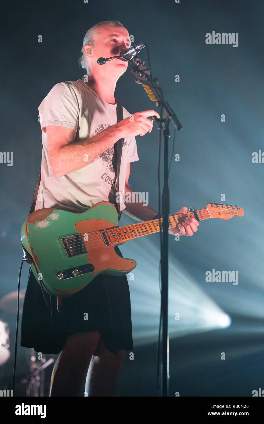 Fran Healy - frontman from indy band Travis performs at the SSE Hydro in Glasgow, UK. 21st December 2018 Stock Photo
