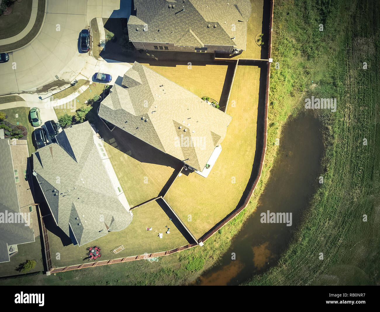 Top view new residential houses neighborhood with garden suburbs Stock ...