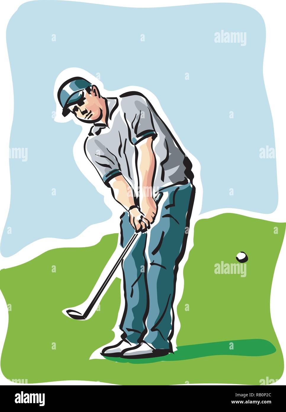 vector Illustration of a golf player Stock Vector