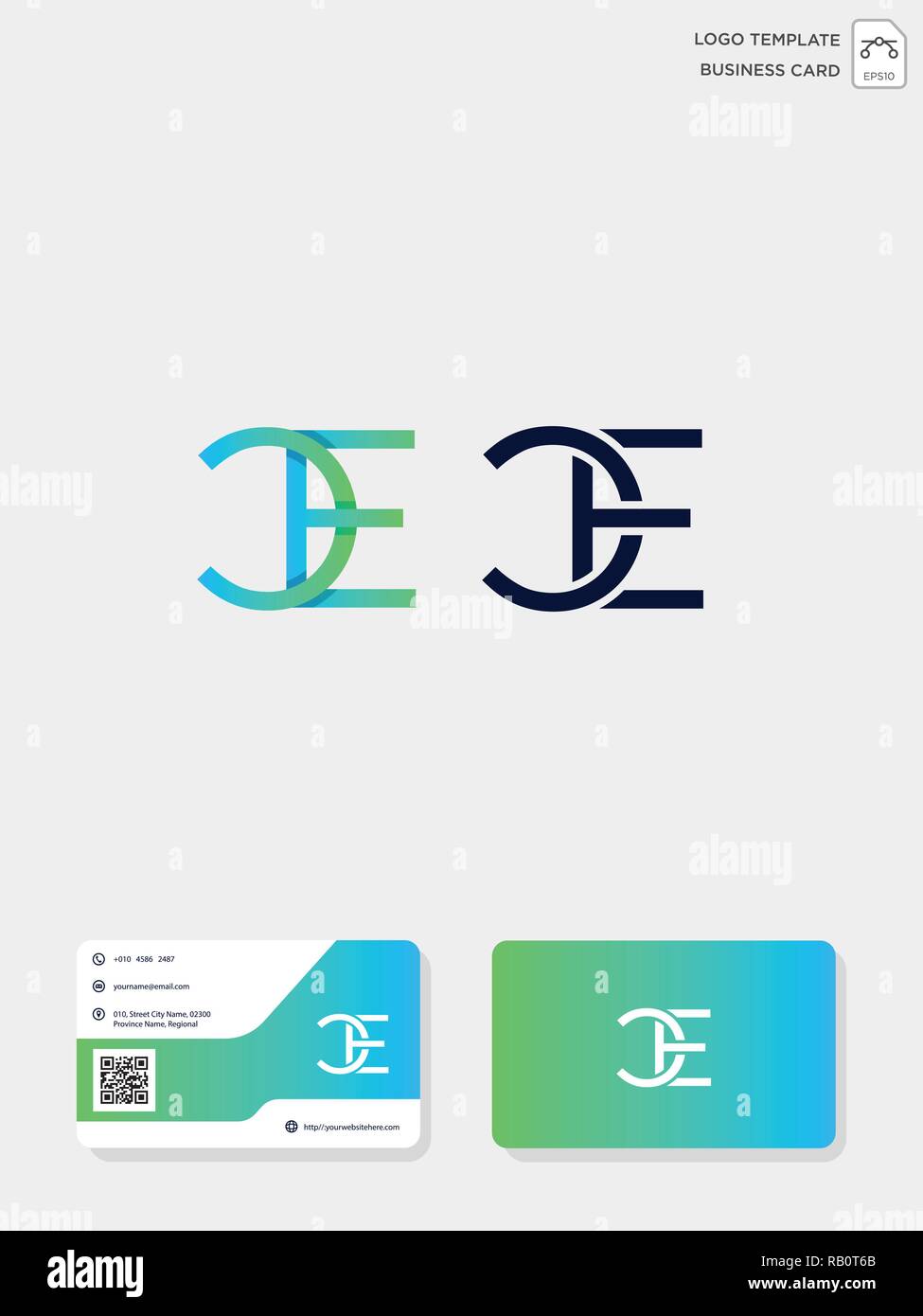 initial CE or EC creative logo template and business card include ...