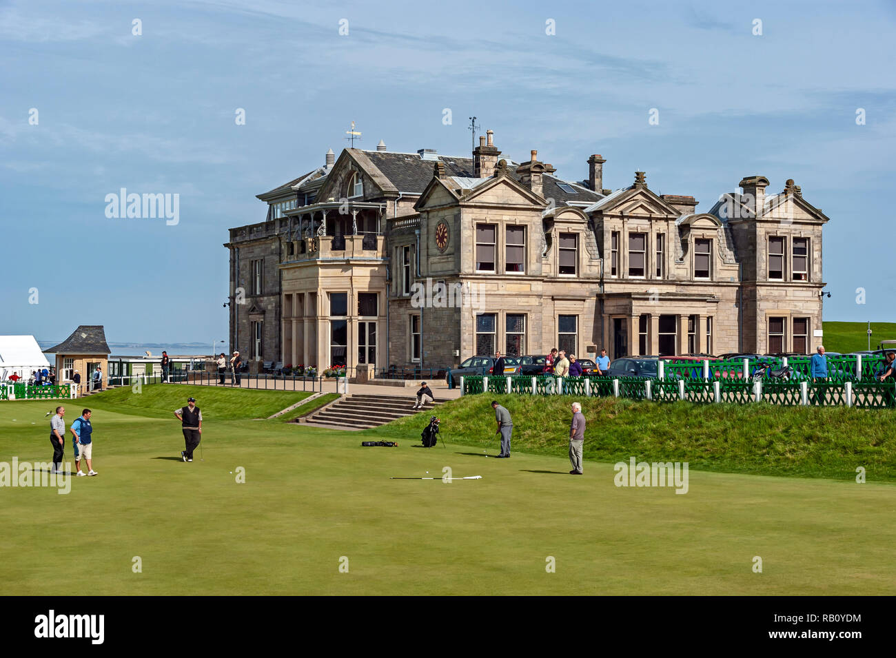 The old course 18th green and golf clubhuse St Andrews Fife Scotland UK Stock Photo