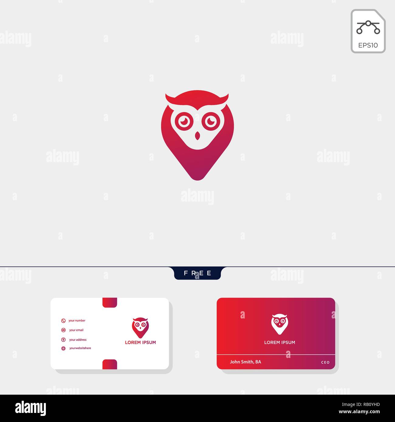 Owl creative logo template and business card design template include. vector illustration and logo inspiration Stock Vector