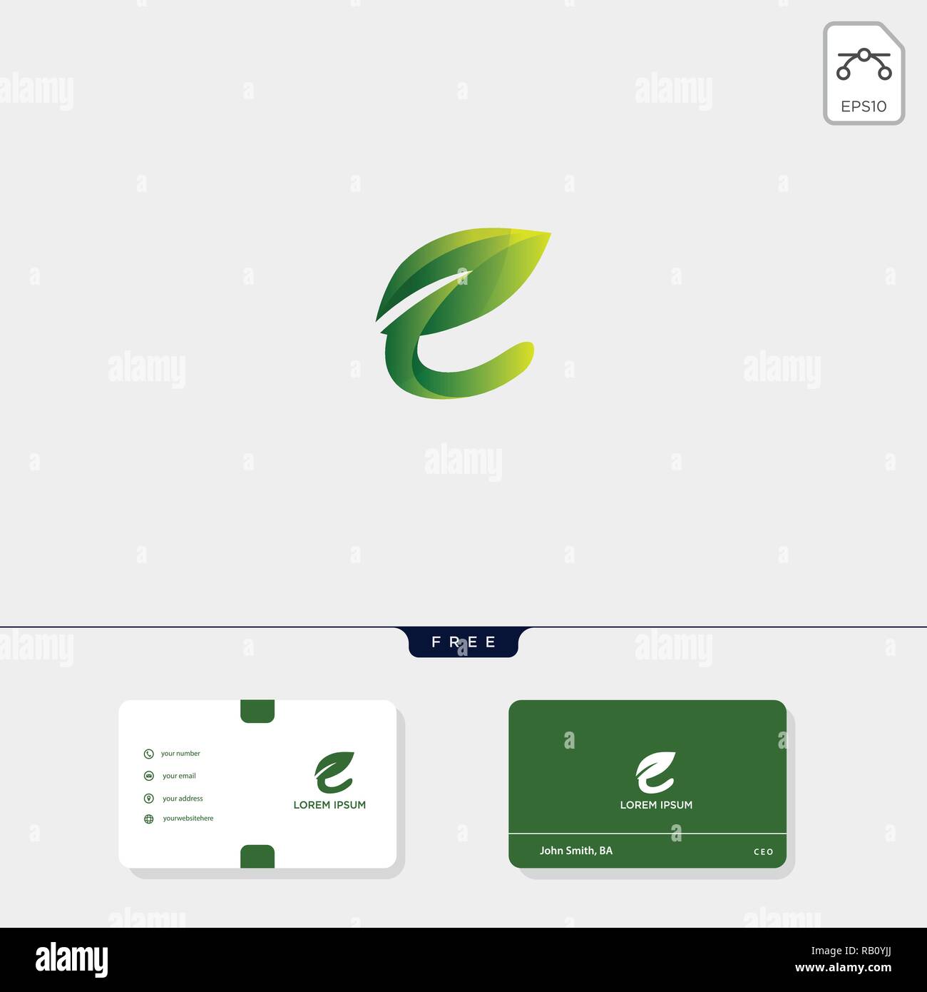 Premium initial E Green Nature Leaf creative logo template and business ...
