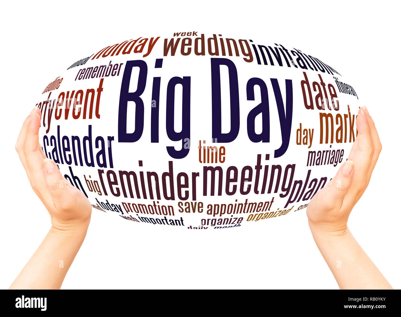 Big Day word cloud hand sphere concept on white background. Stock Photo
