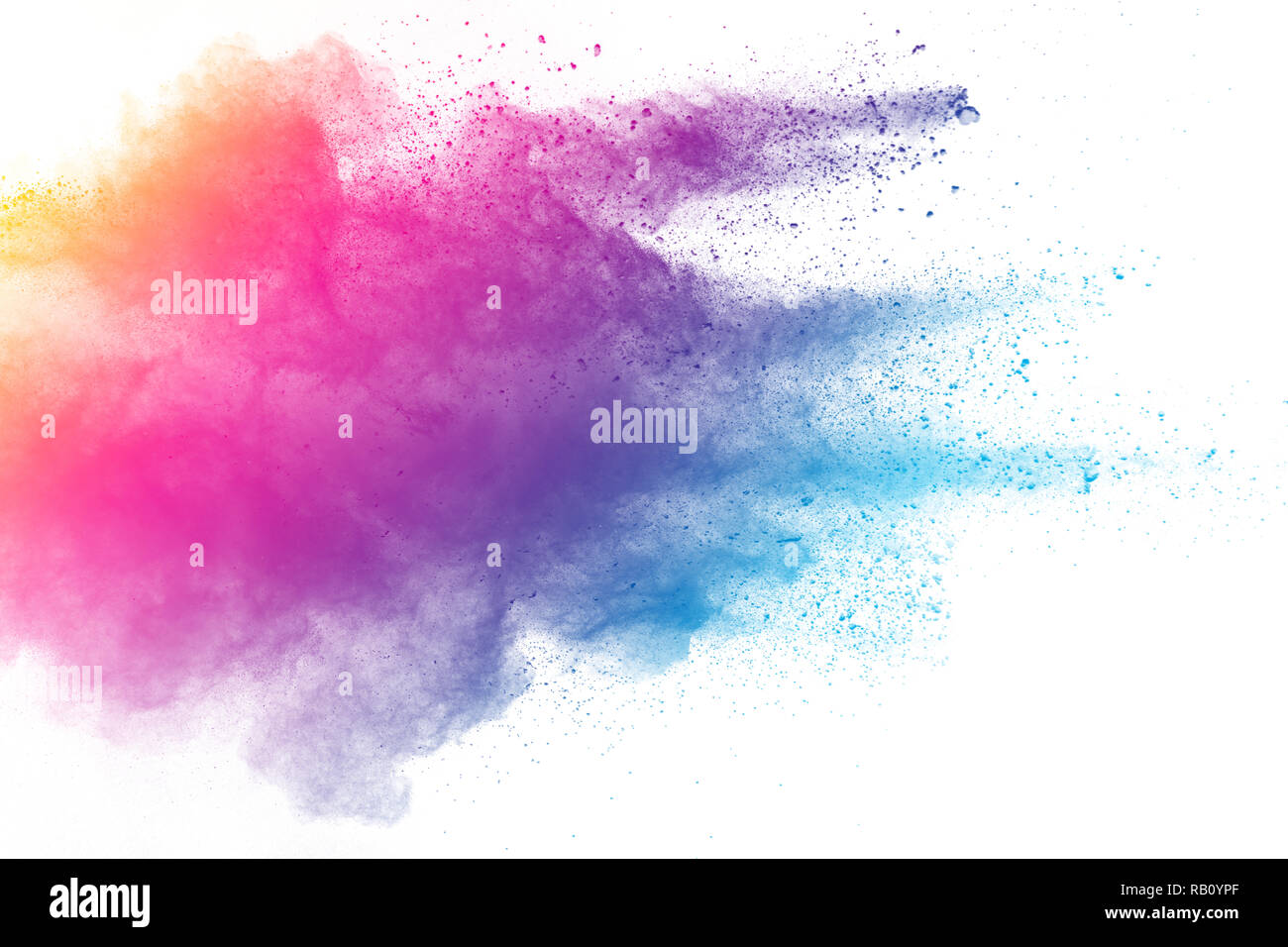 Multi color powder explosion on white background Stock Photo - Alamy