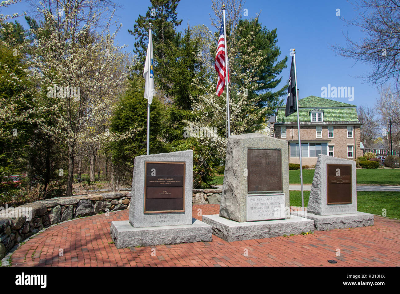 War Memorial at the Milldam site in Concord, MA Stock Photo