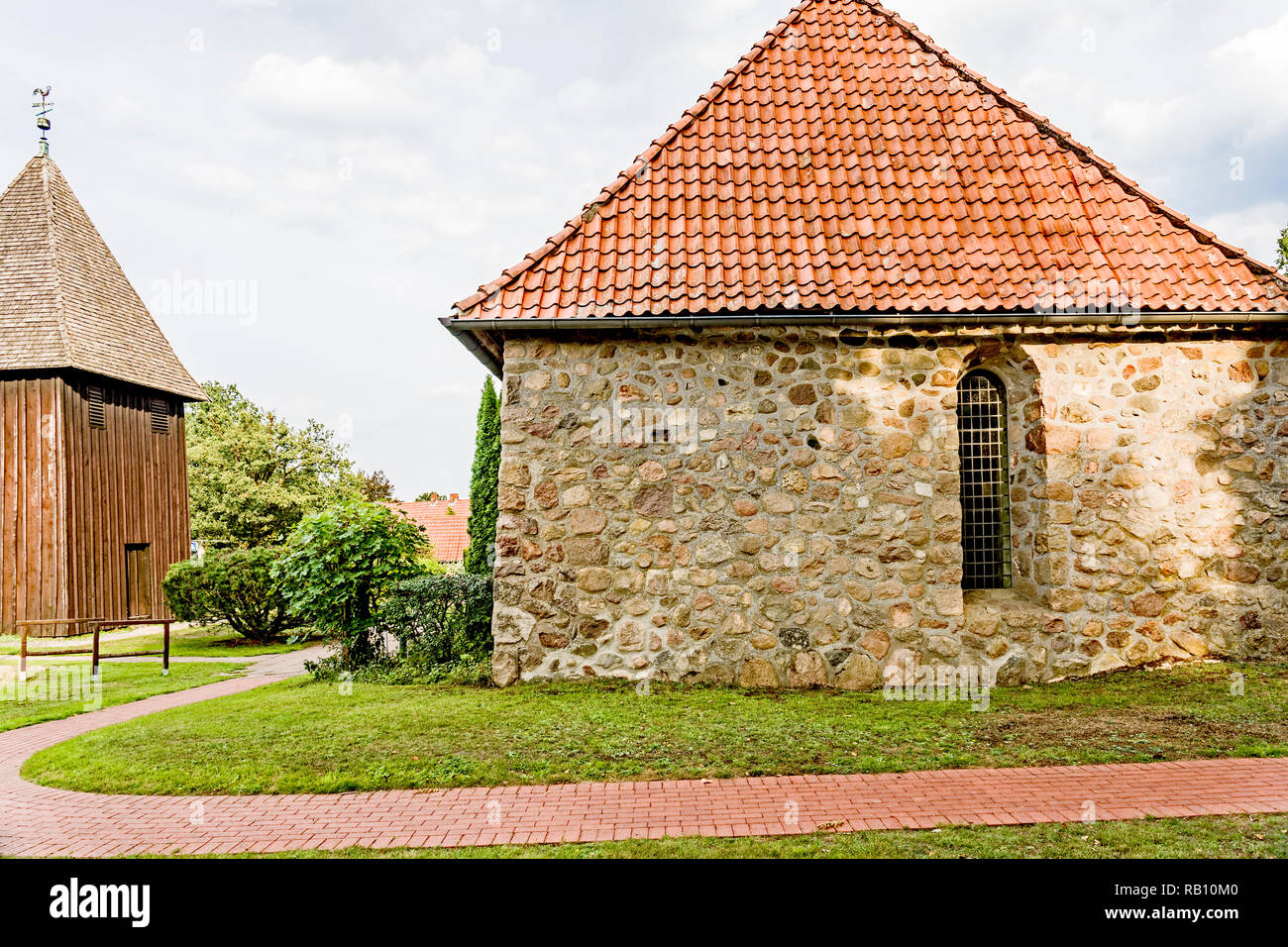 Undeloh (Lower Saxony, Lueneburg Heath):  St. Magdalenen Church Stock Photo