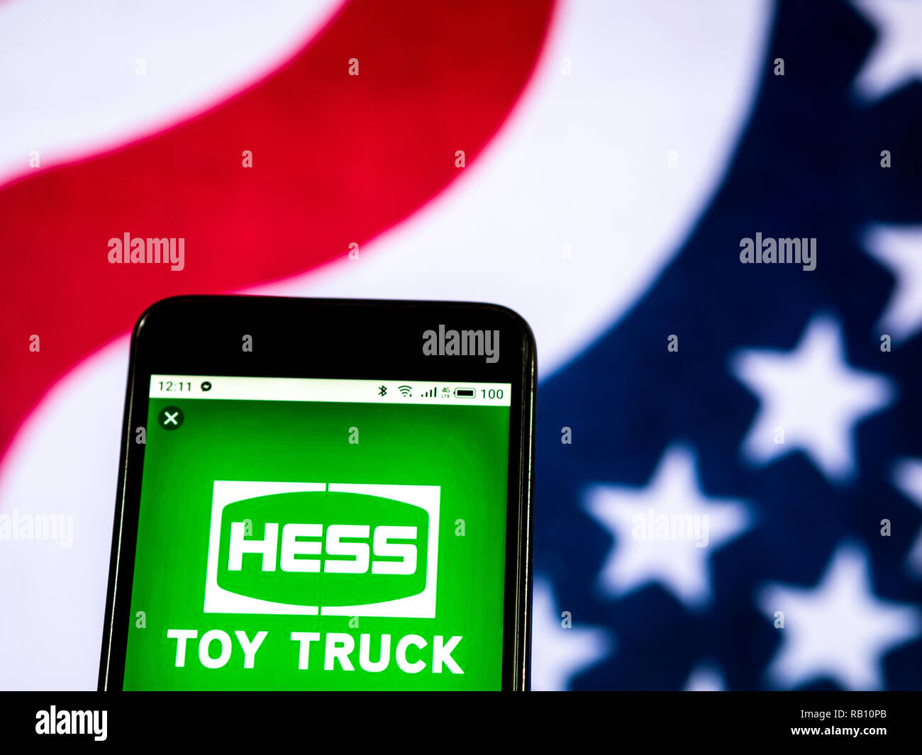 Hess Toy Truck company logo seen displayed on smart phone Stock Photo