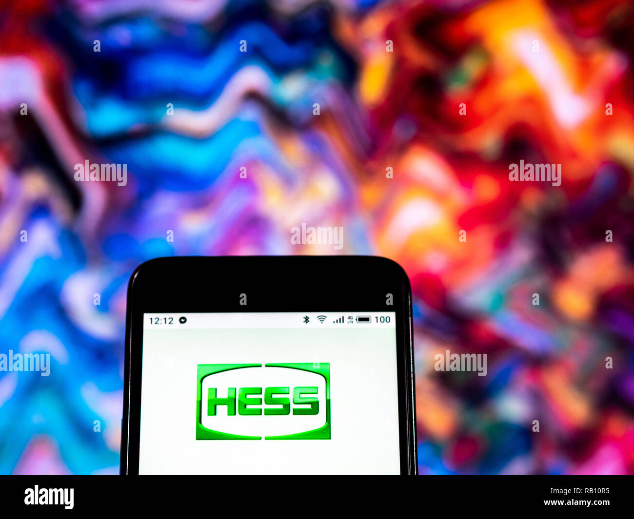 Hess Toy Truck company logo seen displayed on smart phone Stock Photo