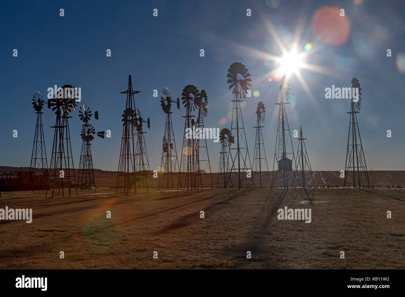 Merna, Nebraska A collection of windmills at the Downey Well Company